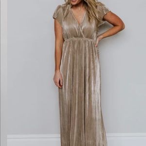 Baltic Born Athena Gold pleated maxi dress